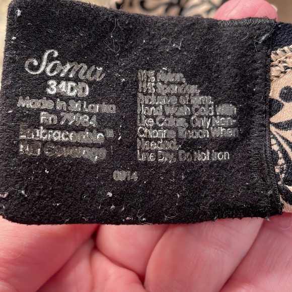 Soma Allura Full Coverage Nude & Black Scroll Print Bra Size 34DD - Picture 5 of 7